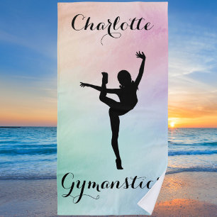 Gymnastik Pastel Lila Green Personalisiert Strandtuch