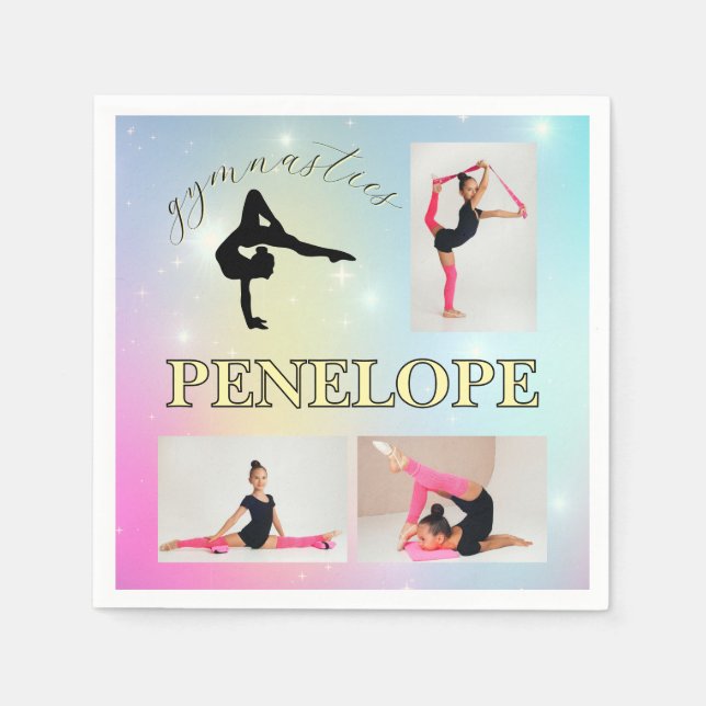 Gymnastik Pastel Rainbow Gradient 3 Foto Custom Serviette (Vorderseite)