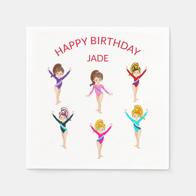 Gymnastik personalisiert BIRTHDAY Serviette (Vorderseite)