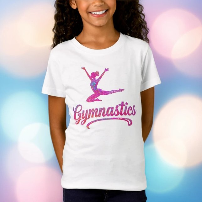 Gymnastik Pink Holographic Gymnast Silhouette T-Shirt (Von Creator hochgeladen)