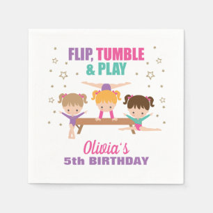 Gymnastik Pink Lila Türkis Girl Geburtstag Serviette