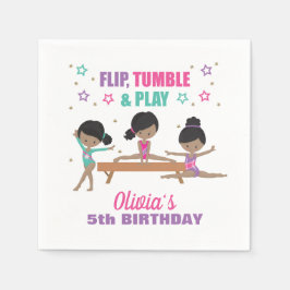 Gymnastik Pink Lila Türkis Girl Geburtstag Serviette