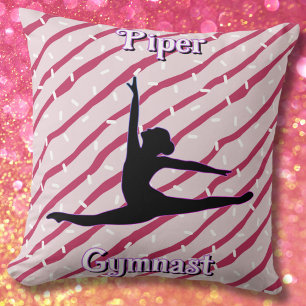 Gymnastik Pink White Peppermint Candy Sprinkle Kissen