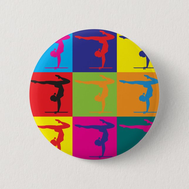 Gymnastik-Pop-Kunst Button (Vorderseite)