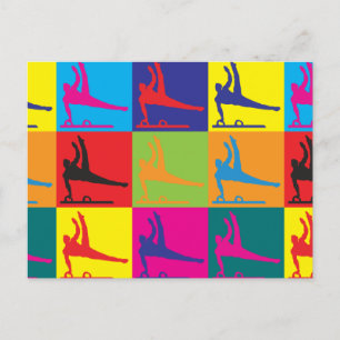 Gymnastik Pop Kunst Postkarte