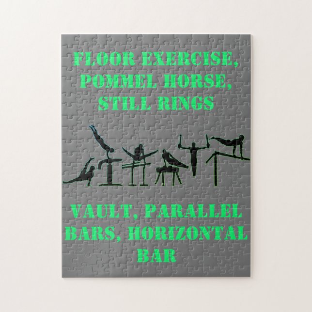 Gymnastik Puzzle für Jungen in Grau / Grün (Vertikal)