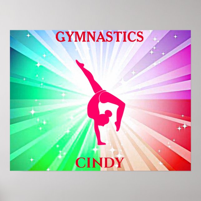 Gymnastik Rainbow Burg mit Girl Handstand Pose Poster (Vorne)