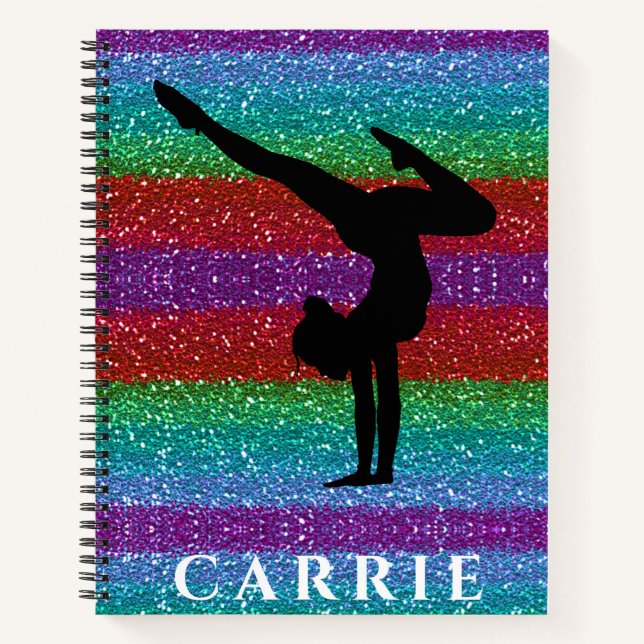 Gymnastik Rainbow Sparkle SpiralNotebook Notizbuch (Vorderseite)
