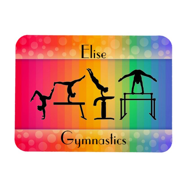 Gymnastik Regenbogen mit Girls Gymnastik Events Magnet (Horizontal)