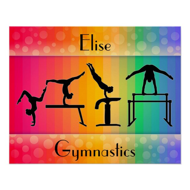 Gymnastik Regenbogen mit Girls Gymnastik Events Poster (Vorderseite)