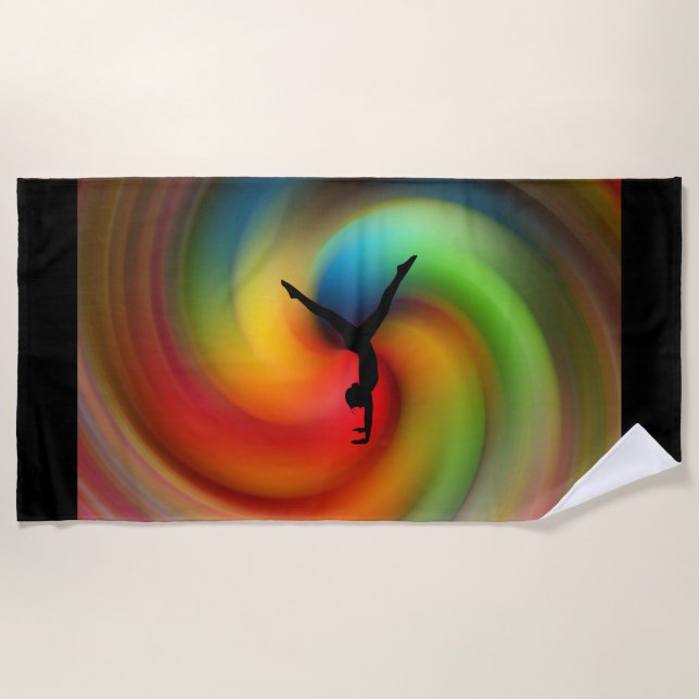 Gymnastik Regenbogenhandtuch. Strandtuch (Vorderseite)