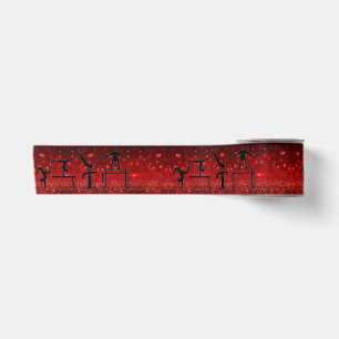 Gymnastik Ribbon Rot und Schwarz Satinband