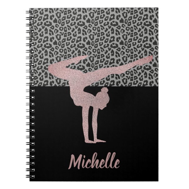 Gymnastik rosa Glitzer und Leopard Print Notizblock (Vorderseite)