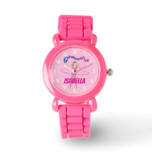 Gymnastik Rosa Hula Hoop Girl Individuelle Name Armbanduhr