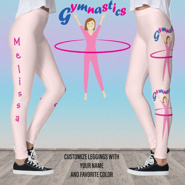 Gymnastik Rosa Hula hupen Mädchen Dein individuell Leggings (Fun pink leggings for gymnastic girls with custom text and color. )