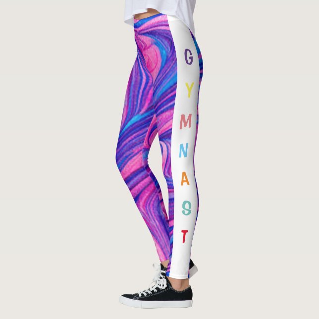 Gymnastik Rosa / Lila / Blau Swirbel Leggings (Links)