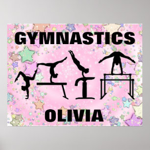 Gymnastik Rosa Sparkle Wirbel und Stars Poster