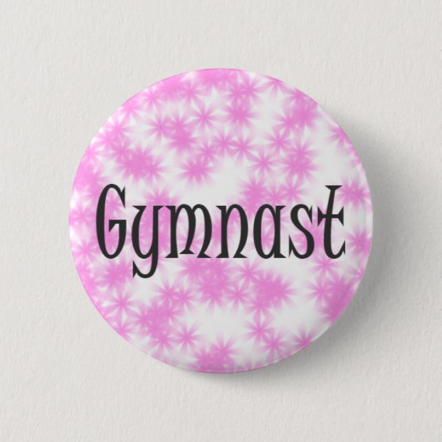 Gymnastik Rosa und Weiß Button (Vorderseite)