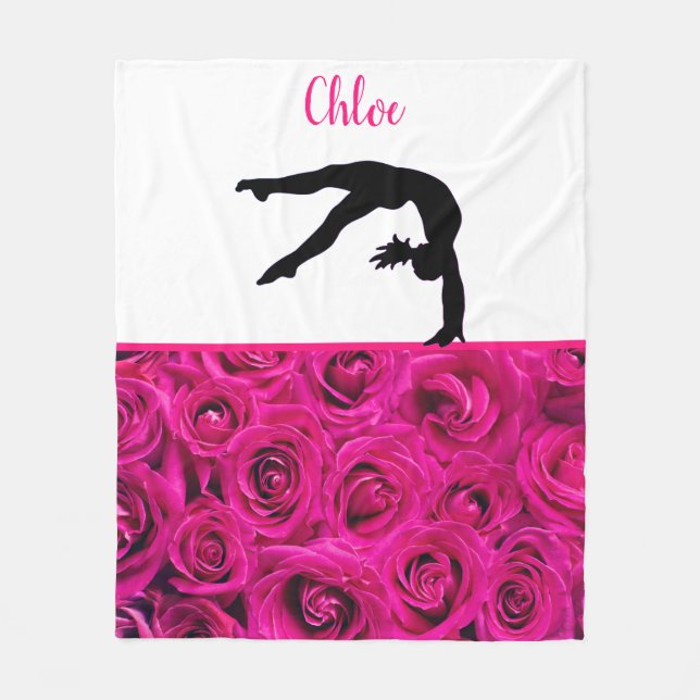 Gymnastik Rosenrosen Rosa Rosa Weiß Fleecedecke (Vorderseite)