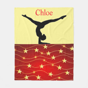 Gymnastik Rot, Gelb / Gold Stars Fleece Blanken