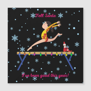 Gymnastik sagt dem Weihnachtsmann, dass ich in die Magnetkarte