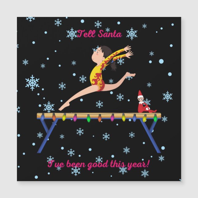 Gymnastik sagt dem Weihnachtsmann, dass ich in die Magnetkarte (Vorderseite)