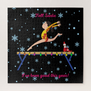 Gymnastik sagt dem Weihnachtsmann, dass ich in die Puzzle