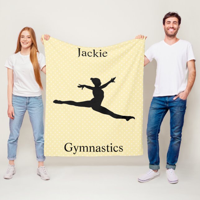 Gymnastik-Schalter Leap Gelb Polka Dot Fleecedecke (Beispiel)