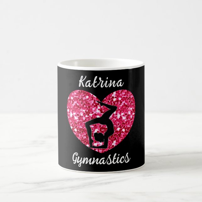 Gymnastik Schwarz und Heiß Rosa Personalisiert Kaffeetasse (Mittel)