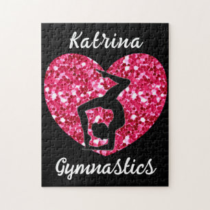 Gymnastik Schwarz und Heiß Rosa Personalisiert Puzzle