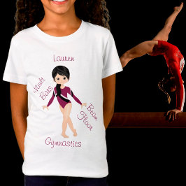 Gymnastik Schwarzes Haar, braune Augen, Burgund Le T-Shirt
