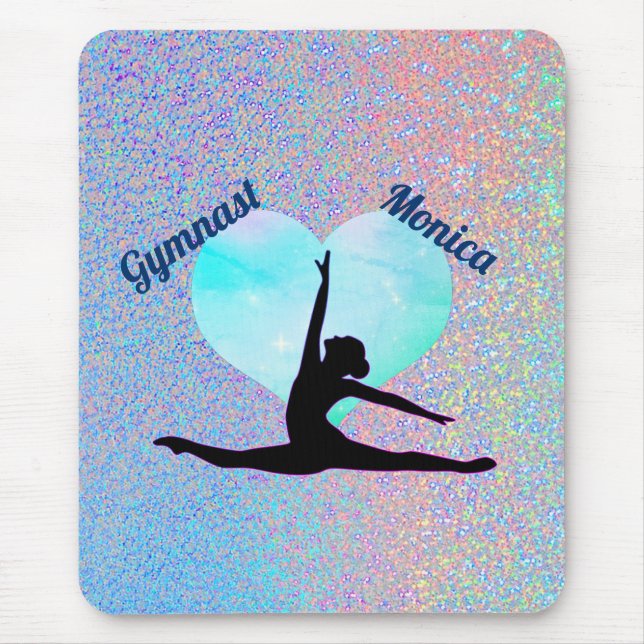 Gymnastik Silver Sparkle Hologram Mousepad (Vorne)