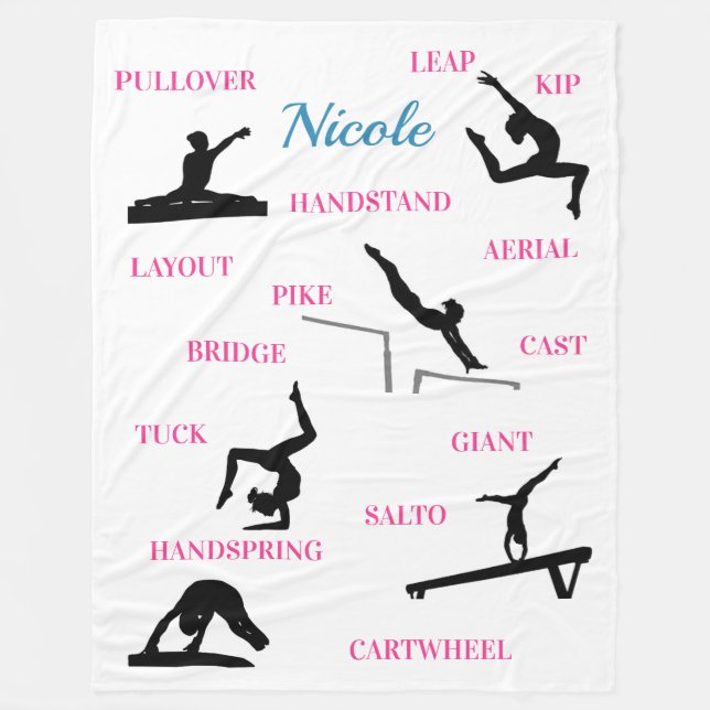 Gymnastik Skills Typografie Fleecedecke (Vorderseite)