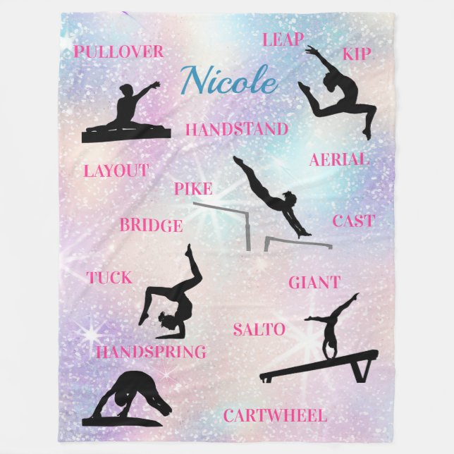 Gymnastik Skills Typografie Fleecedecke (Vorderseite)