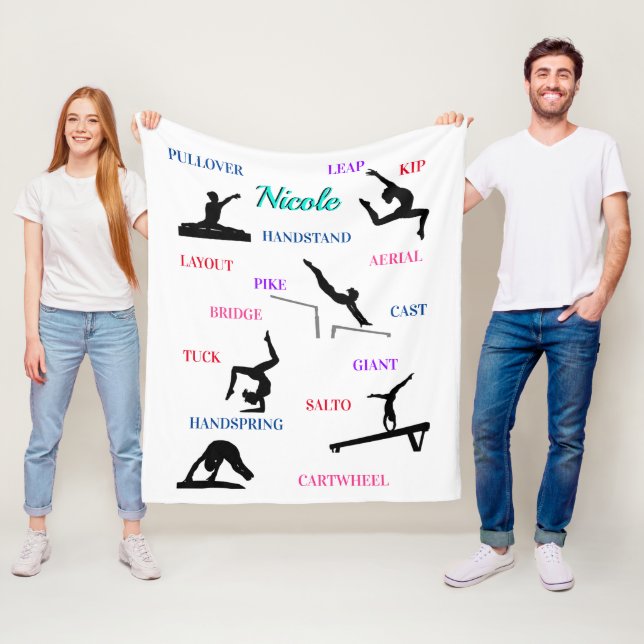 Gymnastik Skills Typografie Fleecedecke (Beispiel)