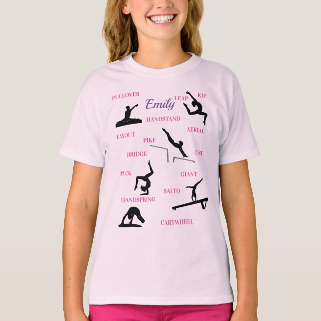 Gymnastik Skills Typografie T - Shirt (Vorderseite)