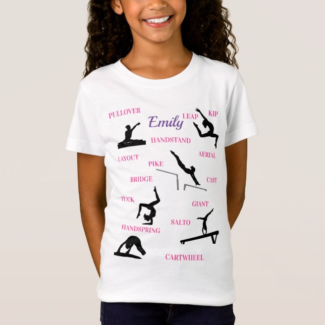 Gymnastik Skills Typografie T - Shirt (Vorderseite)