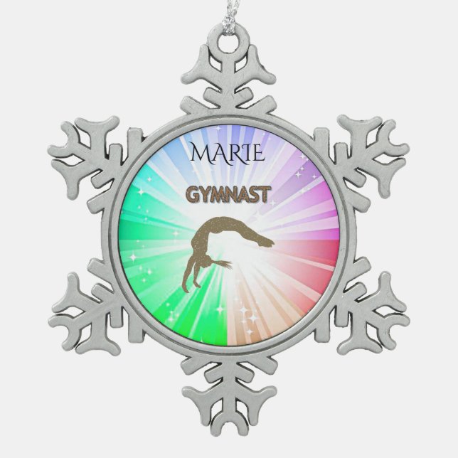 GYMNASTIK SNOWFLAKE TREIBUNG. SCHNEEFLOCKEN Zinn-Ornament (Vorderseite)