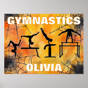 Gymnastik Spooky Spiderweb Halloween Poster