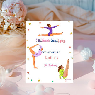 Gymnastik springen Cartwheels Mädchentbindung Begr Sockelschild