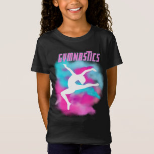 Gymnastik Sprung Rosa und Blauer Farbbombe T - Shi T-Shirt
