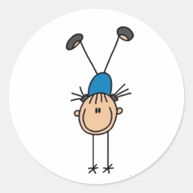 Gymnastik Strichmännchen Runder Aufkleber (Vorderseite)