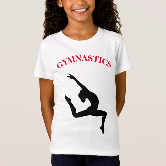 Gymnastik T - Shirt Leap Red / Black mit Name (Vorderseite)