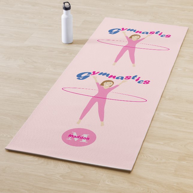 Gymnastik Text Rosa Hula Hupen Mädchen Monogramm Yogamatte (Beispiel)
