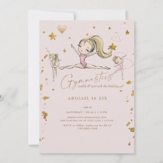 Gymnastik Tumble & Twirl Geburtstagsparty Blonde Einladung
