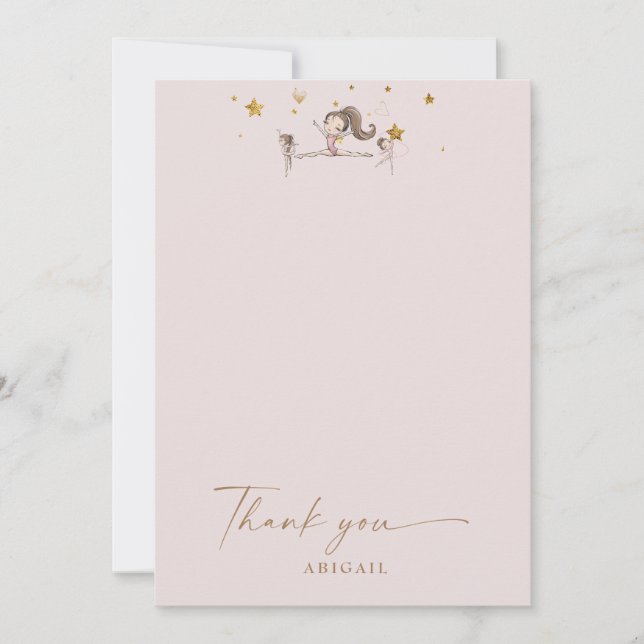 Gymnastik Tumble & Twirl Geburtstagsparty Danke Einladung (Vorderseite)