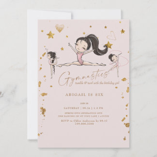Gymnastik Tumble Twirl Geburtstagsparty Schwarzes Einladung