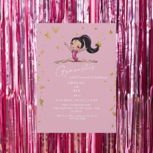 Gymnastik Tumble & Twirl Pink Geburtstagsparty Einladung