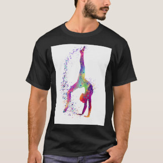 Gymnastik Tumbling Girl Watercolor Silhouette T-Shirt