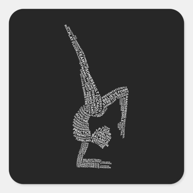 Gymnastik Typografie Gymnast Gymnastik Sportlounge Quadratischer Aufkleber (Vorderseite)